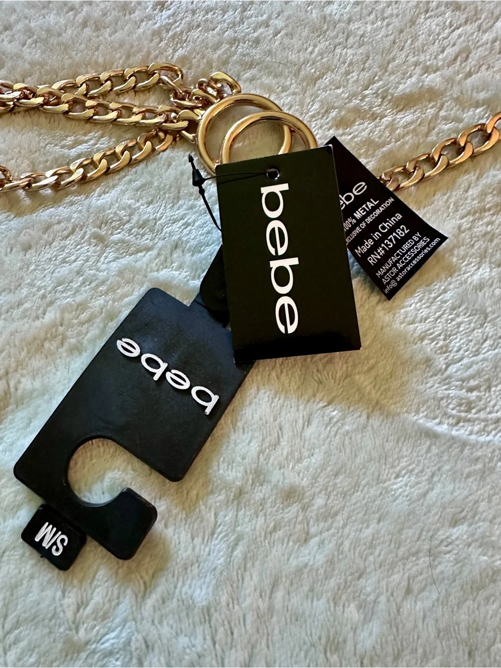 NWT Bebe Gold Chain Link Statement Belt
